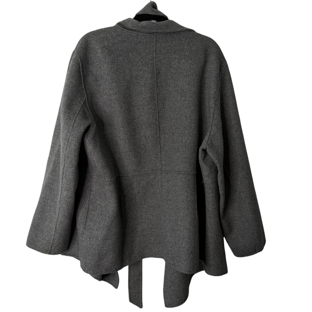 J. Jill Gray Front Wrap Coat Jacket Shawl Collar Belted Wool Angora 2X Womens - Picture 3 of 13